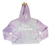 I’m a Princess Crop Hoodie Purple Tie Dye Bleach Hoodie with Crown medium