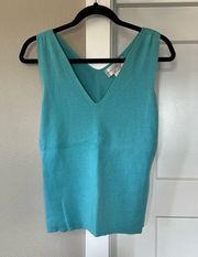 Evan Picone Turquoise V-neck Sleeveless Top