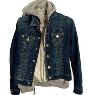 TRUE Religion Jimmy Hooded Denim Jacket size Small