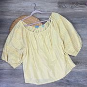 Draper James yellow puff sleeve blouse