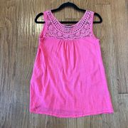 SALE August silk linen pink lace front tank size small