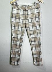 Mr. Mister Trina Turk Men's Tartan Plaid Pants 28 - Ivory Brown Cotton Flannel