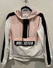 HOLLISTER White Pink Black Windbreaker