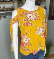 Yellow Cold Shoulder Blouse Top