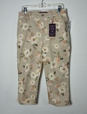 NWT Gloria Vanderbilt Women’s Amanda Capri Floral Tan Jeans 10