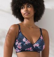 NWOT Soma Embraceable Reversible Lounge Bralette | Navy Blue/Floral | small