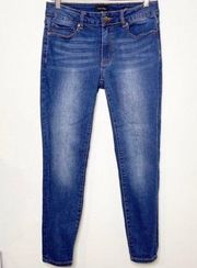 Tahari Classic Skinny Jeans Dark Blue Distressed Stretch 6