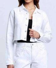 L'AGENCE Zuma Denim Jacket in Coated White