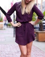 Babaton Aritzia Mini Shirtdress: Plum Wine