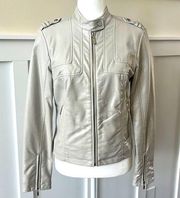 BERNARDO vegan leather jacket with zippered pockets Cream Size Small