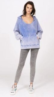 IRO Cube Distressed Hooded Oversized French Cotton-Terry Sweatshirt in Blue
