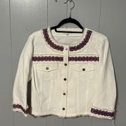 Rebecca Minkoff White Embellished Jacket Size Small