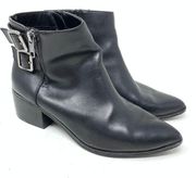 Bleecker & Bond Women's 7.5 Leather Side Zip Georgia Ankle Boot Black Pointy Toe