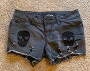 Grey Distressed Skull Shorts