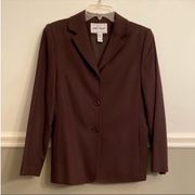 Vintage Lord & Taylor Brown Wool Cashmere Single Breasted Blazer Size 8 Petite