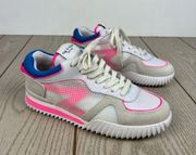 Rag & Bone Women's Retro Runner 2.0 Lace Up Sneakers 36.5 White/Pink/Blue $275