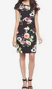 Black floral shift dress size XS