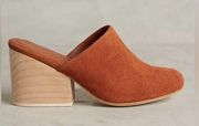 Ceri Hoover Miller Mules Stacked Wooden Heel in Chestnut Suede Anthropologie