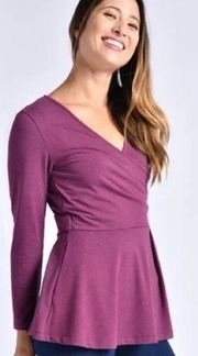 Betabrand Pose Peplum Wrap Top Rouge Purple Large