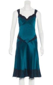 Diane von Furstenberg Maire Silk Peacock Lace Trim Slip Dress Lingerie size 6