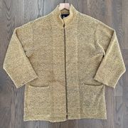 Vintage  Wool Blend Knit Sweater Jacket in Golden Yellow Medium