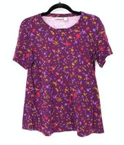 Logo T-Shirt By Lori Goldstein Women's Size S Printed Round Neck Floral Casual