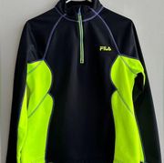 Sport Jacket, Neon Green/Black Performance 1/4 Zip Up Athleisure, Size L