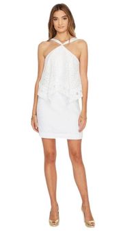 LILLY PULITZER Pearson Halter Lace Dress size US 8 Resort White Oyster Shell