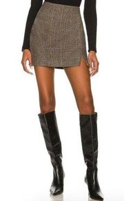 Revolve ASTR The Label Audrey Skirt Black Tan Plaid Size Medium