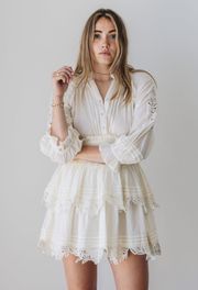 NWT  Valeria Ivory Eyelet Lace Organic Cotton Mini Dress