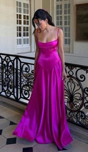 HOUSE OF CB 'Anabella' Fuchsia Lace Up Maxi Dress NWOT pink size XL