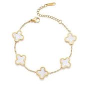 Gold Plated Clover Lucky Bracelet for Women 18K Gold Plated Clover Lucky