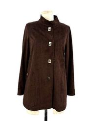 Gretchen Scott Chocolate Brown Faux Suede Gold Lock Jacket Size XS