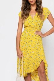 Tobi yellow floral midi dress