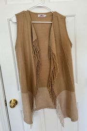 womens brown fringe shawl cardigan