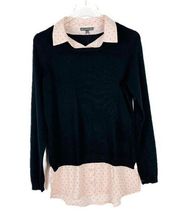 NWT  Collared Long Sleeve Twofer Viscose Top Size Small S $89 NEW