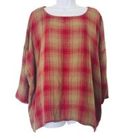 CP Shades oversized cotton Plaid Tunic‎ blouse top Size XS