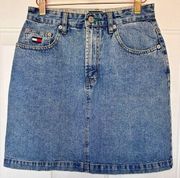 Tommy Hilfiger Vintage Jean Pencil Skirt Denim Y2K Style Mini 2000s