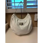 Marc Jacobs Ex Lg Round Hobo Slouchy Pleated Patent Bag White