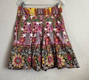 Cabi Ashbury Multi Media Retro Floral A line Skirt