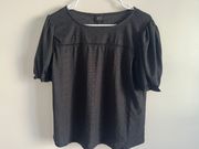 Women’s Short Sleeve Black Lace Blouse Size Large