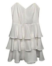 New Do + Be Tiered Ruffle Strapless Cocktail Sweetheart Lined Dress White M