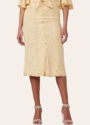 LC Lauren Conrad Yellow Satin Polka Dot Midi Skirt