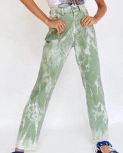 1995 Tour Tie Dye High Waist Mom Jeans in Green