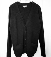 BP Nordstrom Black Ribbed Knit Button Front V-Neck Pockets Cardigan Sweater