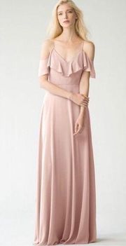 NEW Jenny Yoo Women's Mila Ruffle Shoulder Gown