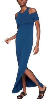 42- Athleta Isla Cut Out Summer Maxi Dress Blue Size Small