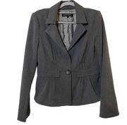 Nanette Lepore Womens Gray Ruffled Back Single‎ Button Blazer Jacket Size 8