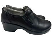 ALEGRIA Eryn Solid Black Nappa Wedge Clogs