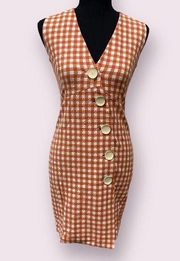 MANGO Textured Gingham Check Dress Size 4